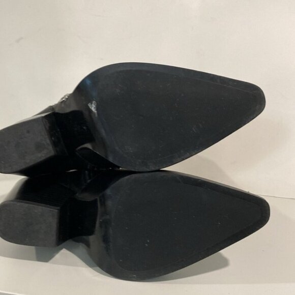 Zara Black Studded Leather Heeled Ankle Size 6 - Picture 9 of 14